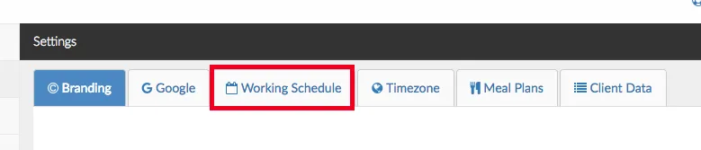 working schedule tab